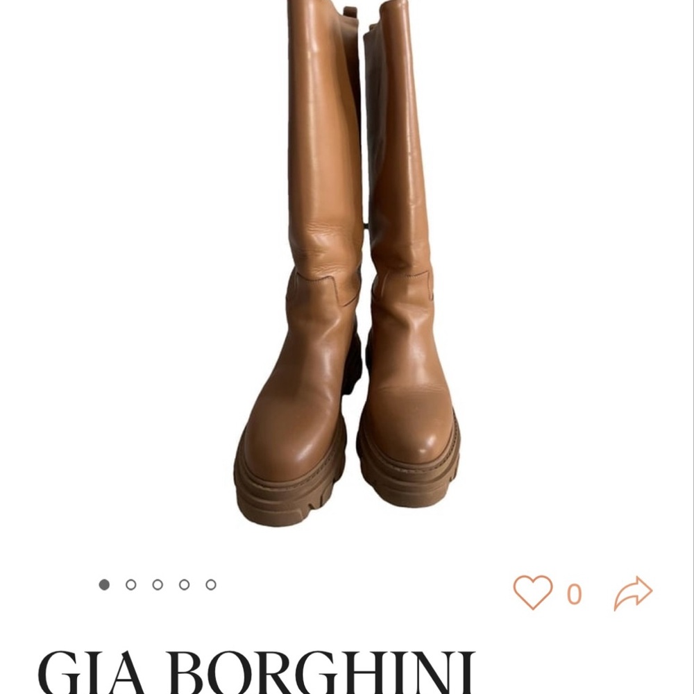 Gia Borghini Camel Leather Knee-High Boots